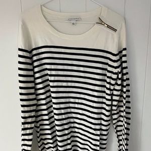 Banana Republic Striped Sweater with Zipper Accent.
